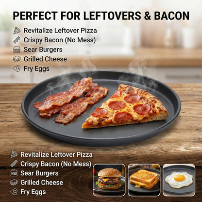 MACONEE 10inch Universal Microwave Crisper Pan/Microwave Cookware Browning Tray, Crispy Plate, Microwave Crispers for Reheat Frozen Pizza, Chicken Nuggets French Toast with Crispy Effect!
