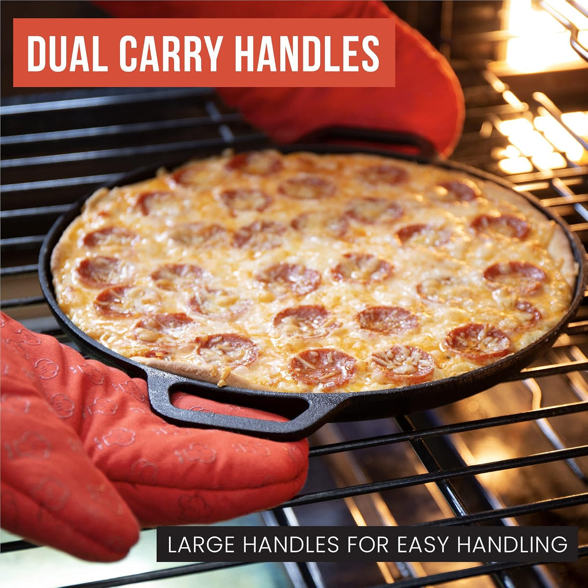 Chef Pomodoro Cast Iron Pizza Pan, 12 Inch, Pre-Seasoned Non-Stick Skillet