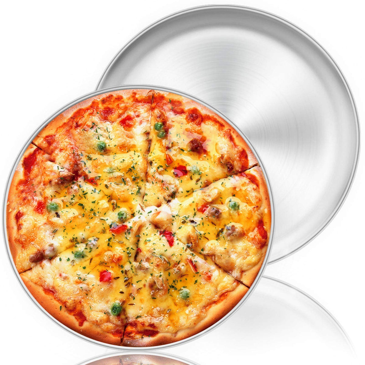 TeamFar Pizza Pan, 13.4 inch Stainless Steel Large Pizza Pan Tray