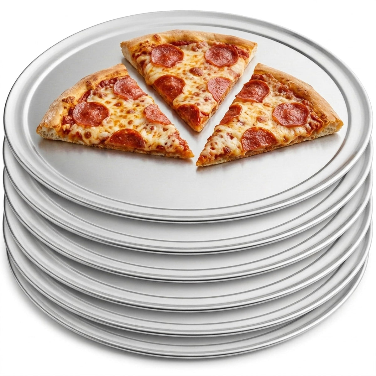 18 Inch Aluminum Pizza Pan with Wide Rim – Heavy Duty 18 Gauge Restaurant Grade Pizza Tray for Baking, Serving & Commercial Kitchens, Oven Safe Round Pizza Pan (Pack of 2)