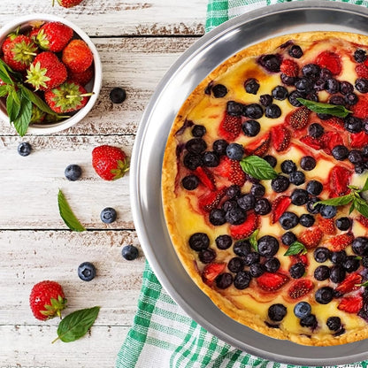 Deep Dish Pizza Pan,Stainless Steel Pizza Tray Oven Pan,Pie Grill Pan Baking Pan10-12-14Inch (16x1.95)
