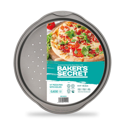 Baker's Secret Nonstick Pizza Pan for Oven 12.5", Carbon Steel Pizza Baking Pan, Non-stick Bakeware Food-Grade Coating For Easy Release Dishwasher Safe - The Classic Collection