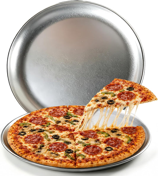 2 Pack 12 Inch Pizza Pan for Oven Large Stainless Steel Baking Tray