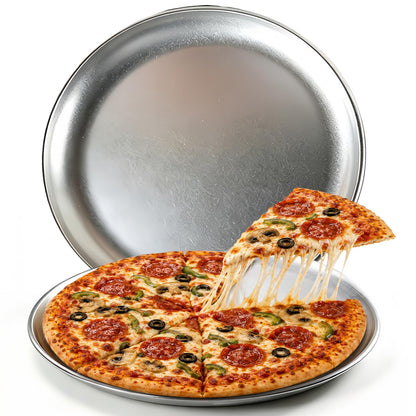 2 Pack 12 Inch Pizza Pan for Oven Large Stainless Steel Baking Tray