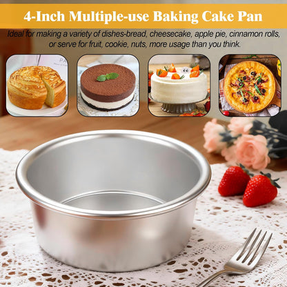 4 Inch Cake Pan Set of 8, Aluminum Mini Cake Pans & 100PCS Parchment Paper