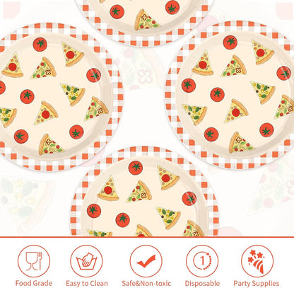50Pcs Pizza Paper Plates 9" Pizza Birthday Heavy Duty Paper Plates