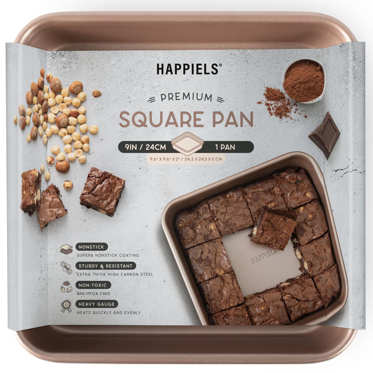 HAPPIELS 9 inch Raund Cake Pan 2 Pack Nonstick, PFOA & BPA Free