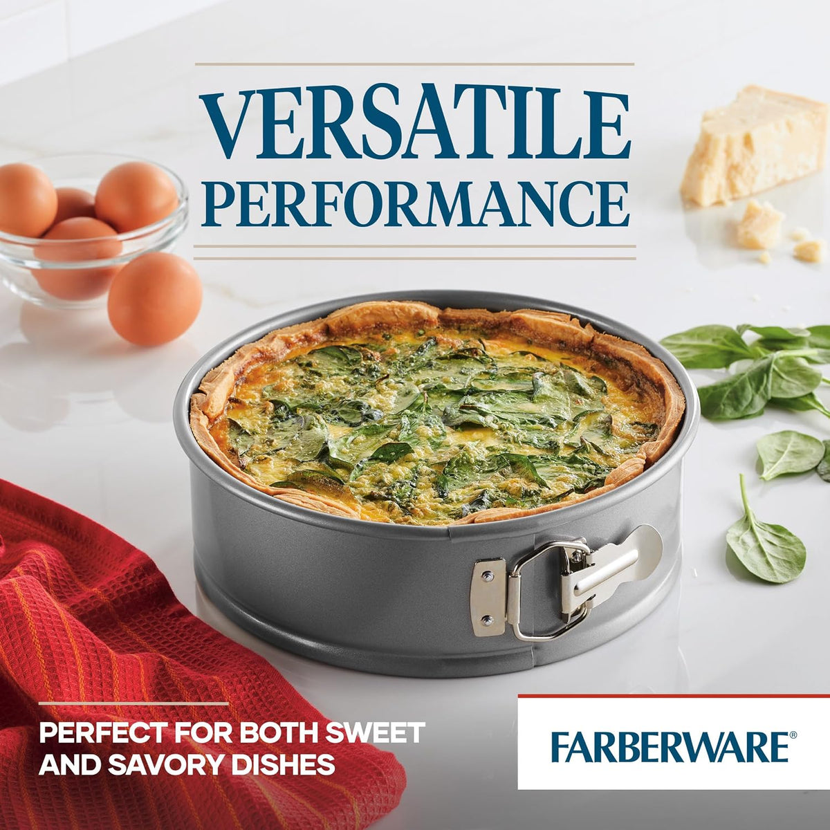 Farberware Nonstick Bakeware 9-Inch Round Springform Pan, Gray