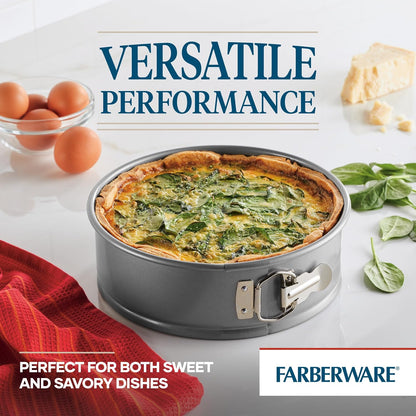 Farberware Nonstick Bakeware 9-Inch Round Springform Pan, Gray