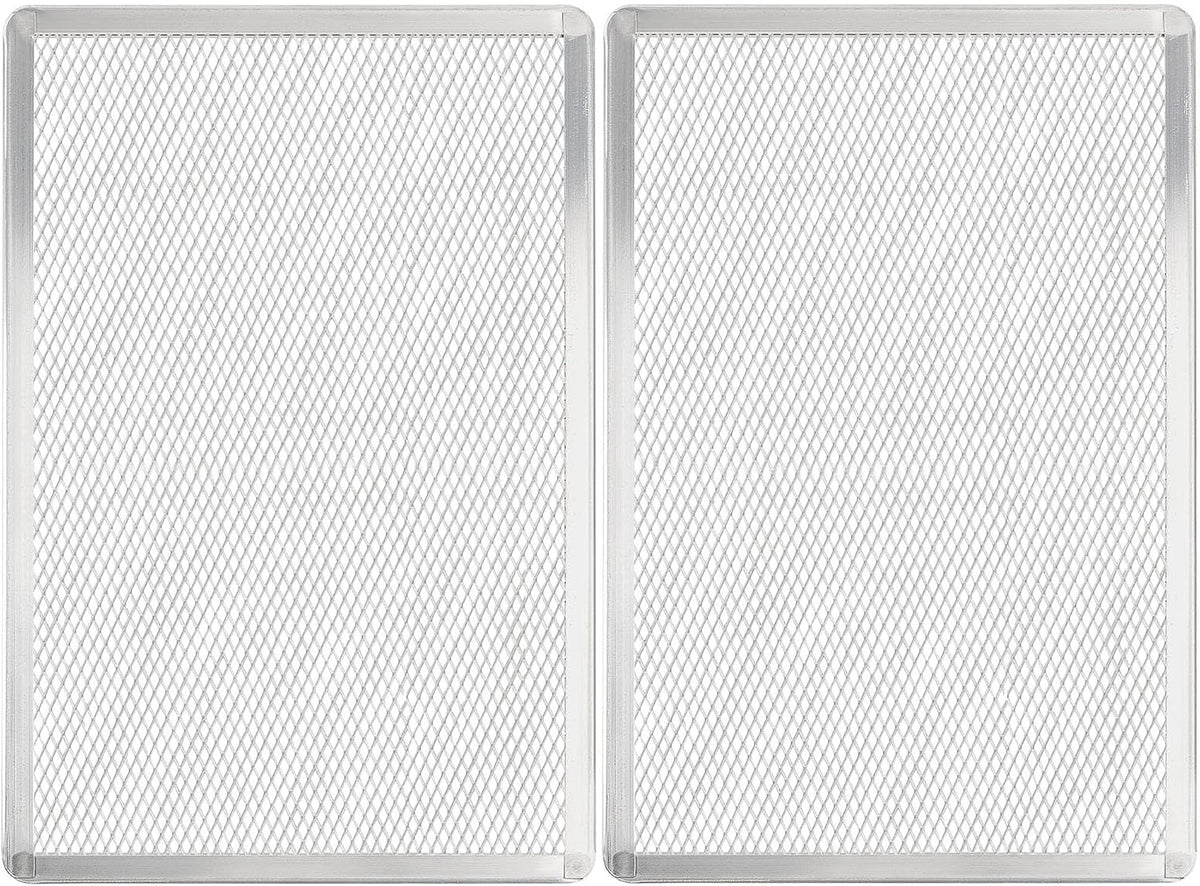Pizza Screen 11 x 16 Inch 2 Pack Rectangular Aluminum Pizza Pan Restaurant-Grade Flatbread Screen Pizza Crisper Pan,Oven-Safe