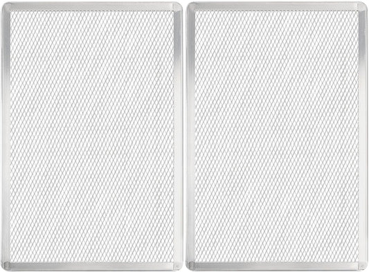 Pizza Screen 11 x 16 Inch 2 Pack Rectangular Aluminum Pizza Pan Restaurant-Grade Flatbread Screen Pizza Crisper Pan,Oven-Safe