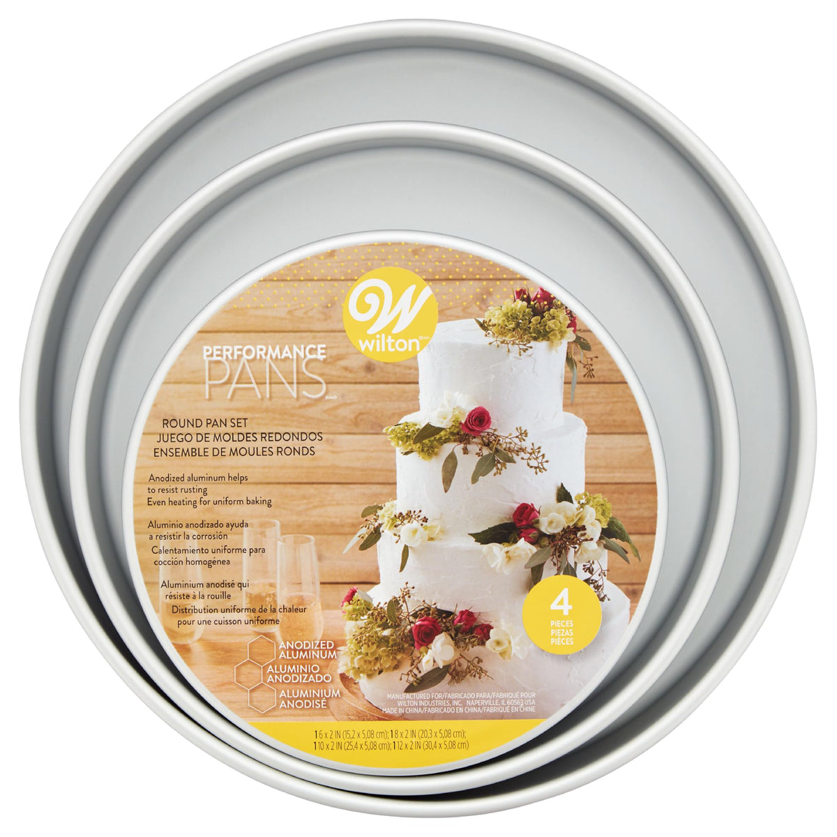 Wilton Aluminum Round Cake Pan Set, Made Without PFAS, 9 x 2 in