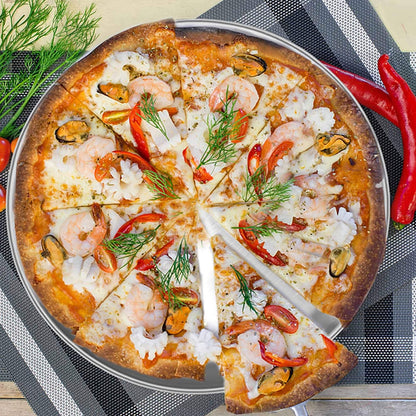 TeamFar Pizza Pan, 12 inch Pizza Pan Stainless Steel Pizza Oven Pan Tray