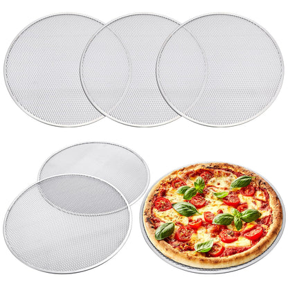 Nuogo 5 Pcs 14 Inch Aluminum Mesh Pizza Screens with Holes, Round Nonstick