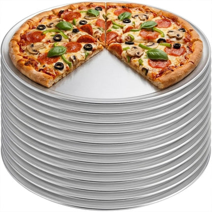 18 Inch Aluminum Pizza Pan with Wide Rim – Heavy Duty 18 Gauge Restaurant Grade Pizza Tray for Baking, Serving & Commercial Kitchens, Oven Safe Round Pizza Pan (Pack of 2)