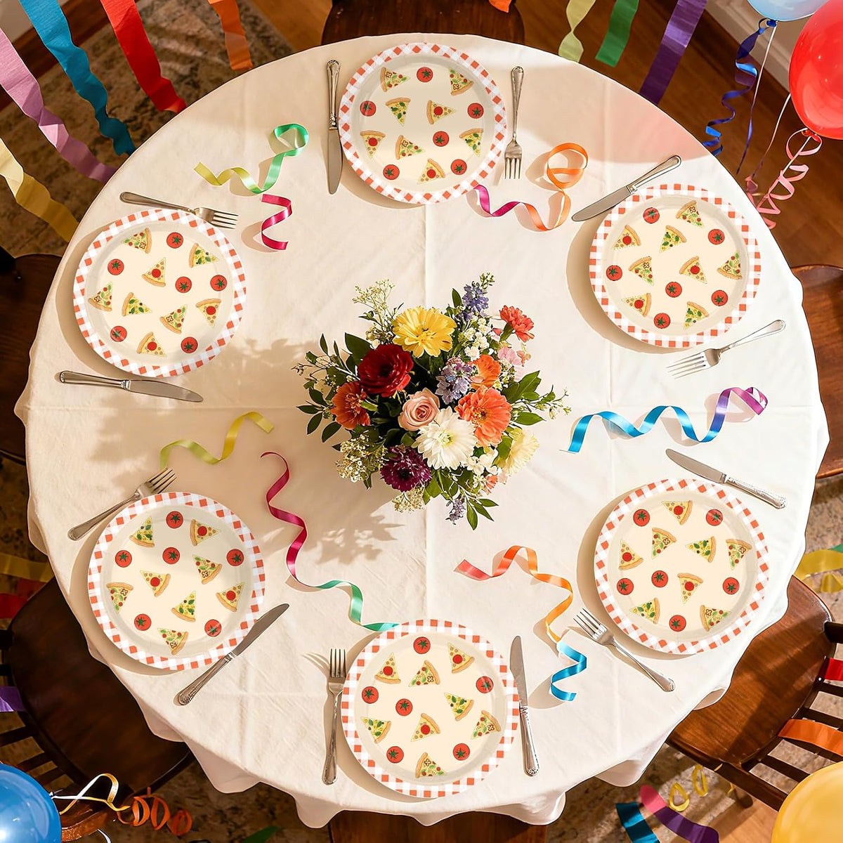 50Pcs Pizza Paper Plates 9" Pizza Birthday Heavy Duty Paper Plates
