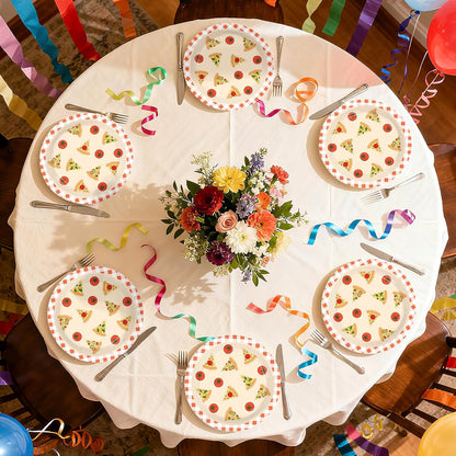 50Pcs Pizza Paper Plates 9" Pizza Birthday Heavy Duty Paper Plates