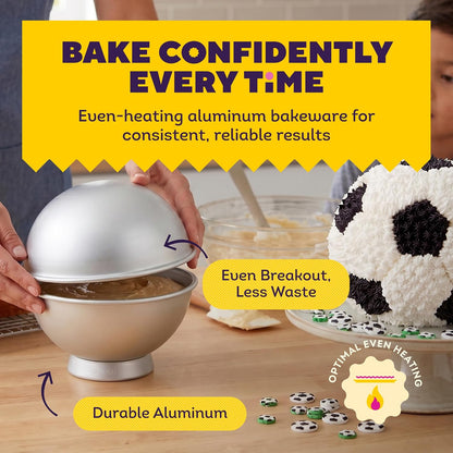 Wilton Aluminum 3D Sports Ball Cake Pan Set, Made Without PFAS