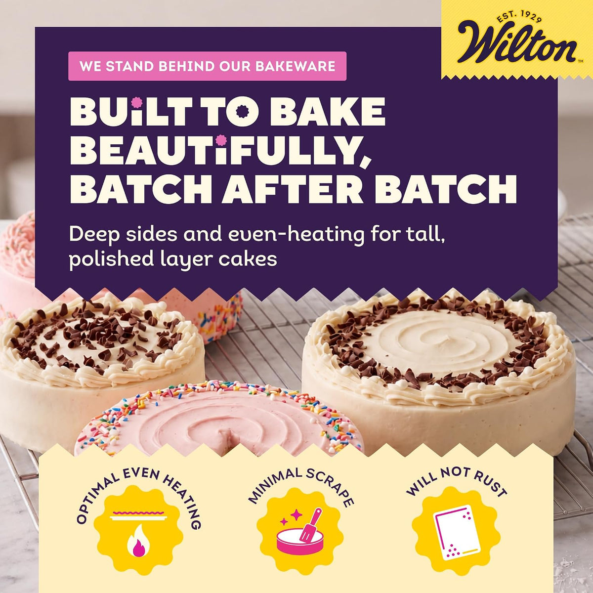 Wilton Aluminum Round Cake Pan, Made Without PFAS, 8 x 3 in