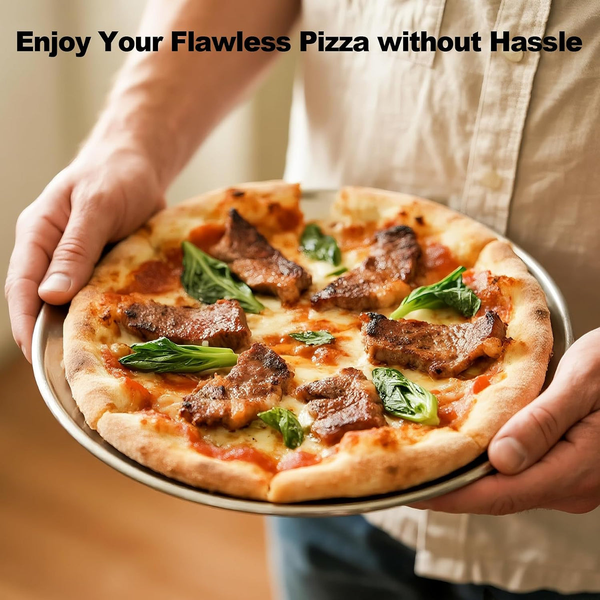 12 Inch Pizza Pan Set of 2, Pizza Pan for Oven Pizza Steel Pie Plate, Nonstick Stainless Steel Baking Pan for Cookie Serving Tray Round Pizza Pans