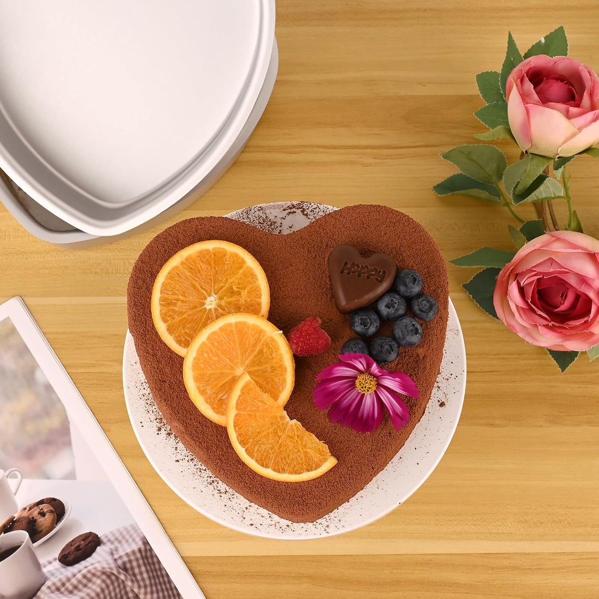 HUAKENER 8 Inch Heart Cake Pan, Non-stick Aluminum Heart Cake Pan
