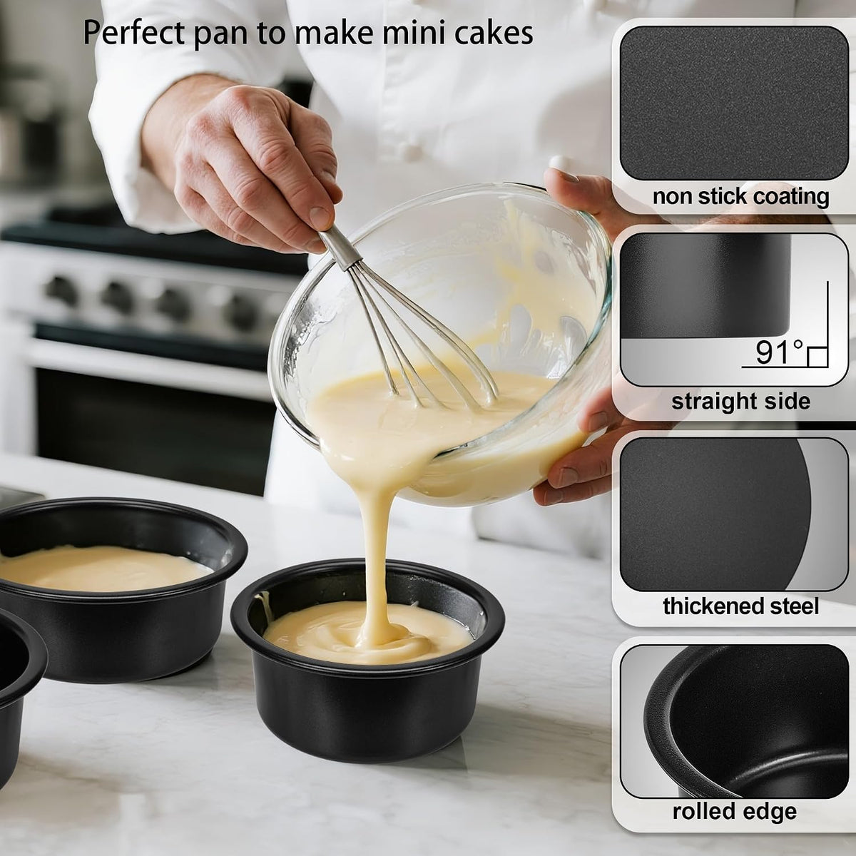 4 Inch & 6 Inch Cake Pans Set of 2, Nonstick Carbon Steel Round Cake Pans