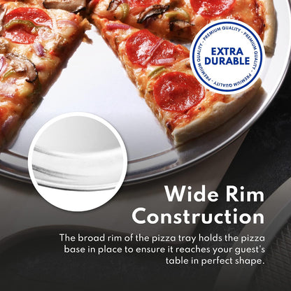 New Star Foodservice Restaurant-Grade Aluminum Pizza Pan/Tray with Wide Rim, 16 Inch, Pack of 6
