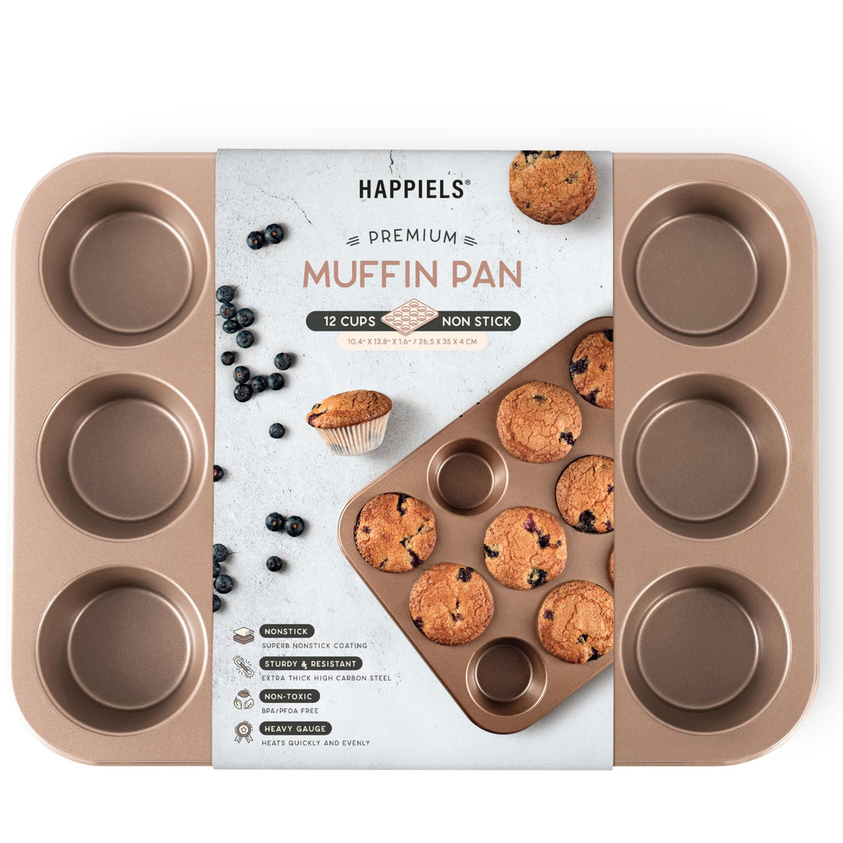 HAPPIELS 9 inch Raund Cake Pan 2 Pack Nonstick, PFOA & BPA Free