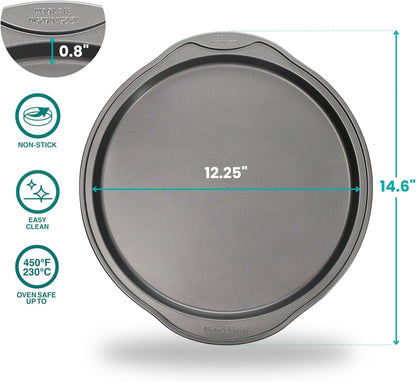 Baker's Secret Nonstick Pizza Pan for Oven 12.5", Carbon Steel Pizza Baking Pan, Non-stick Bakeware Food-Grade Coating For Easy Release Dishwasher Safe - The Classic Collection