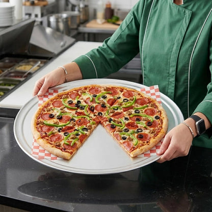 18 Inch Aluminum Pizza Pan with Wide Rim – Heavy Duty 18 Gauge Restaurant Grade Pizza Tray for Baking, Serving & Commercial Kitchens, Oven Safe Round Pizza Pan (Pack of 2)