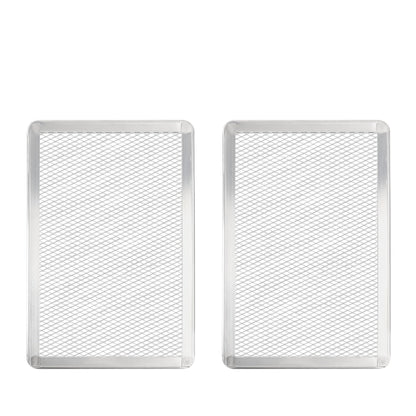 Pizza Screen 11 x 16 Inch 2 Pack Rectangular Aluminum Pizza Pan Restaurant-Grade Flatbread Screen Pizza Crisper Pan,Oven-Safe