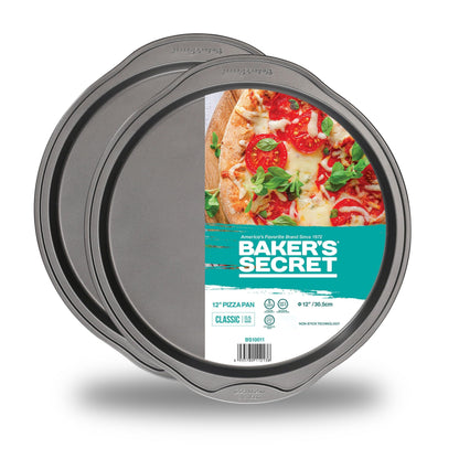 Baker's Secret Nonstick Pizza Pan for Oven 12.5", Carbon Steel Pizza Baking Pan, Non-stick Bakeware Food-Grade Coating For Easy Release Dishwasher Safe - The Classic Collection