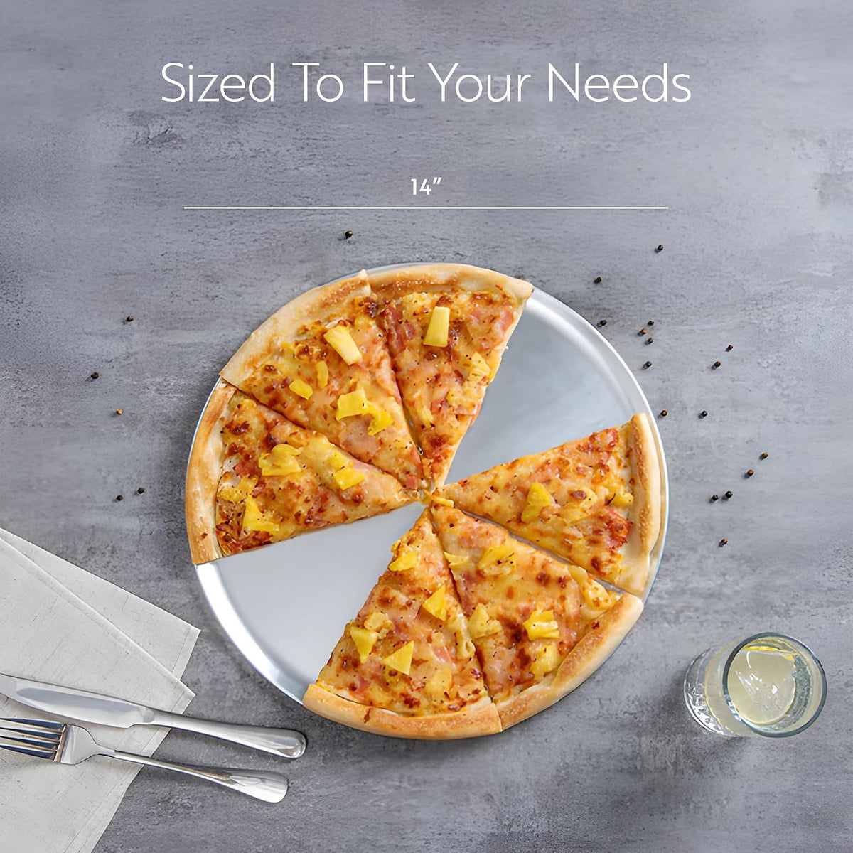 Restaurantware Met Lux 14 Inch Commercial Pizza Pan 1 Coupe Style Pizza Cooking Tray - Heavy-Duty 18-Gauge Aluminum Round Baking Tray Oven-Baking For Pizzas & More