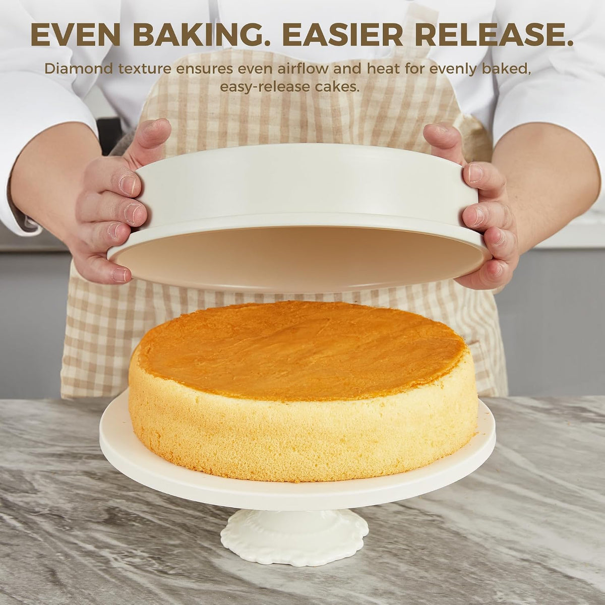 HONGBAKE Ceramic Nonstick 9” Round Cake Pans, Heavy-Duty Aluminized Steel