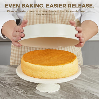 HONGBAKE Ceramic Nonstick 9” Round Cake Pans, Heavy-Duty Aluminized Steel