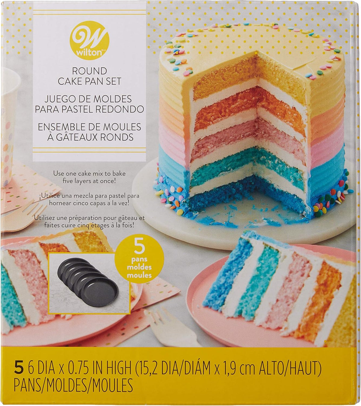 Wilton Easy Layers Steel Layer Cake Pan Set, 6-Inch, 5-Piece