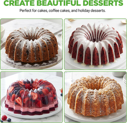NutriChef Cake Pan - 10 Cups Die Cast Fluted Aluminum Cake Mold, Nonstick for Easy Release and Even Bake, Durable Design, Ideal for Desserts and Casseroles