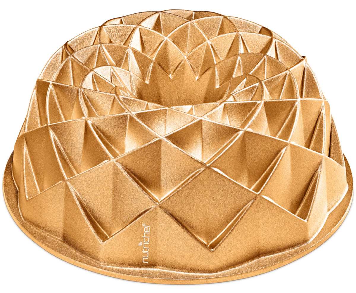 NutriChef Cake Pan - 10 Cups Die Cast Fluted Aluminum Cake Mold, Nonstick for Easy Release and Even Bake, Durable Design, Ideal for Desserts and Casseroles