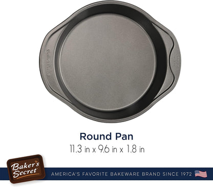 Baker's Secret 2pcs Nonstick Round Cake Pan 9", Carbon Steel Pan with Premium Food-Grade Coating, Non-stick Cake Pan for Birthday Cakes and others, Bakeware DIY - The Classic Collection