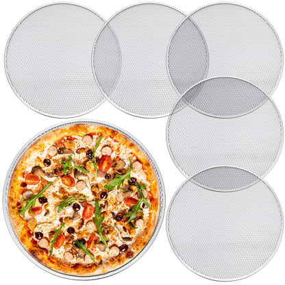 Nuogo 5 Pcs 14 Inch Aluminum Mesh Pizza Screens with Holes, Round Nonstick