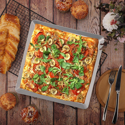 Beasea Square Pizza Pan for Oven, 11.8 Inch Pizza Pan with Holes Aluminum Alloy Pizza Oven Tray Pizza Crisper Pan Pizza Baking Tray Bakeware for Home Restaurant Kitchen