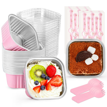 Halloween Mini Cake Pans with Lids, Pink 60 Pack for Bake Sales
