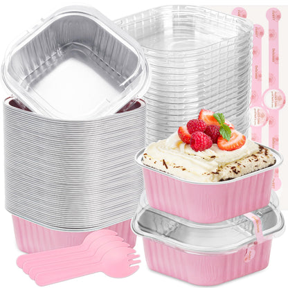 Halloween Mini Cake Pans with Lids, Pink 60 Pack for Bake Sales