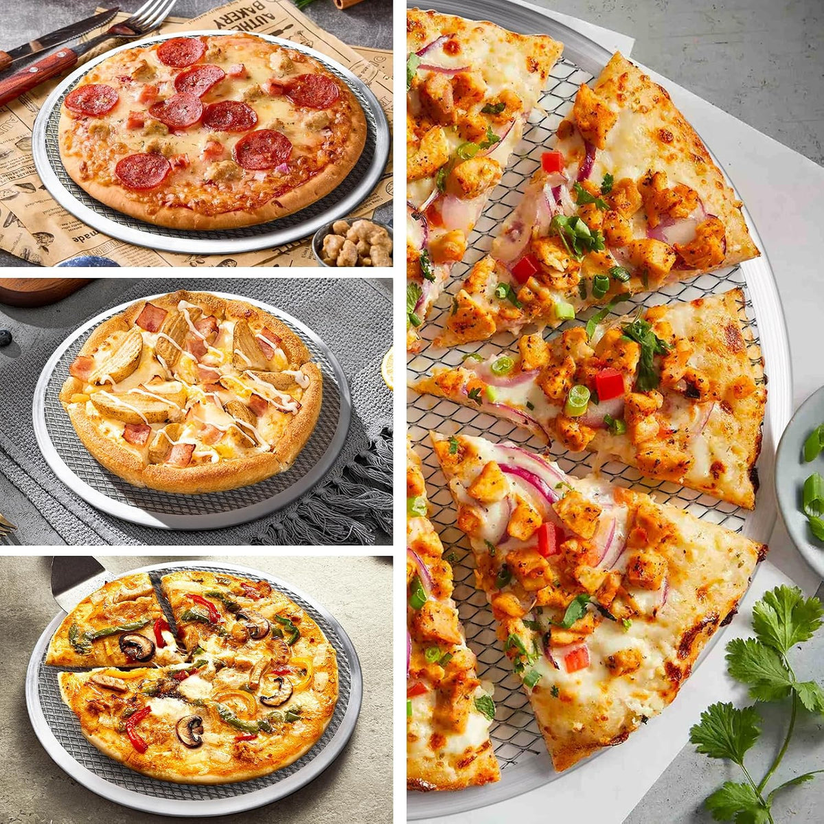 3 Pack Pizza Screen, 12 Inch Pizza Pan for Oven