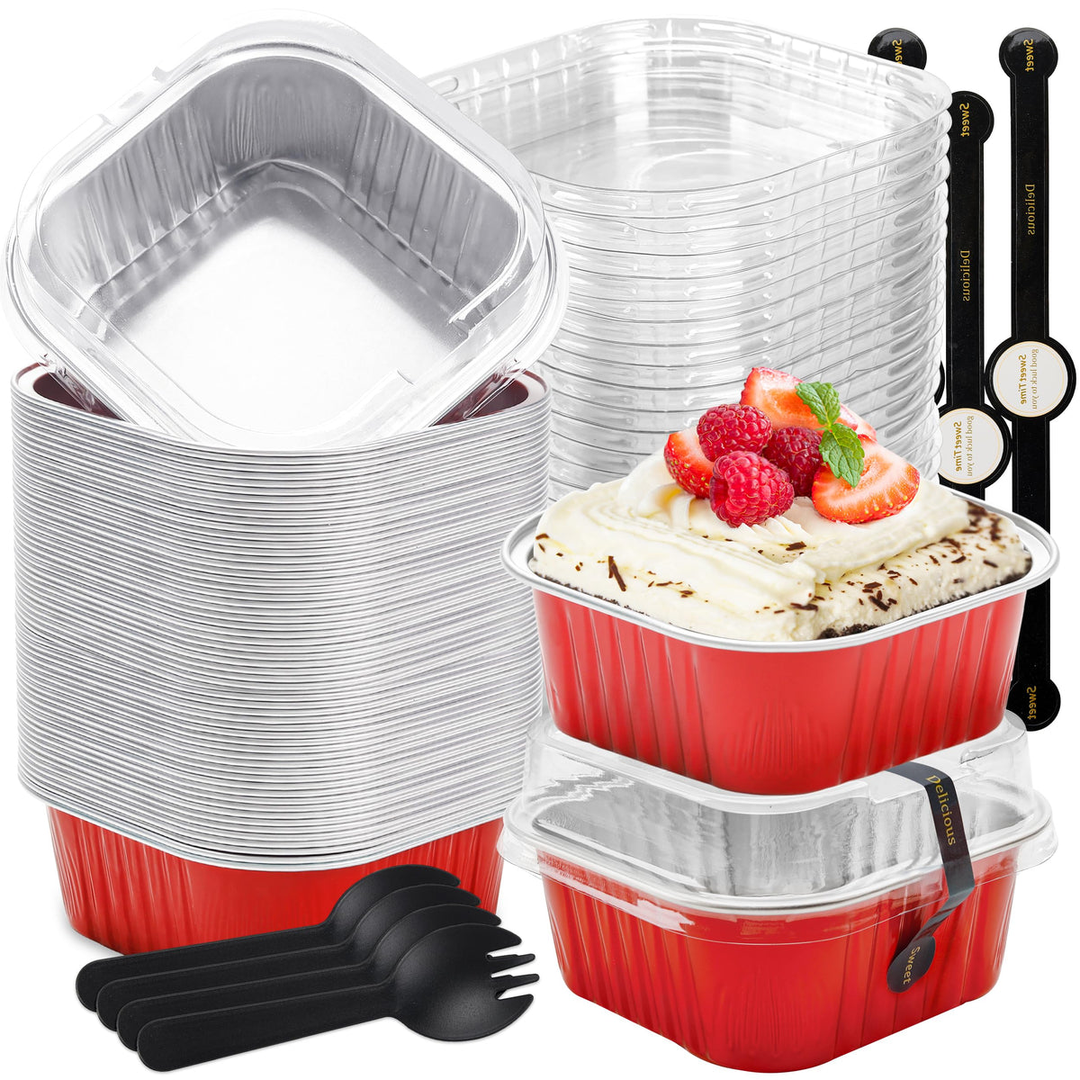 Halloween Mini Cake Pans with Lids, Pink 60 Pack for Bake Sales