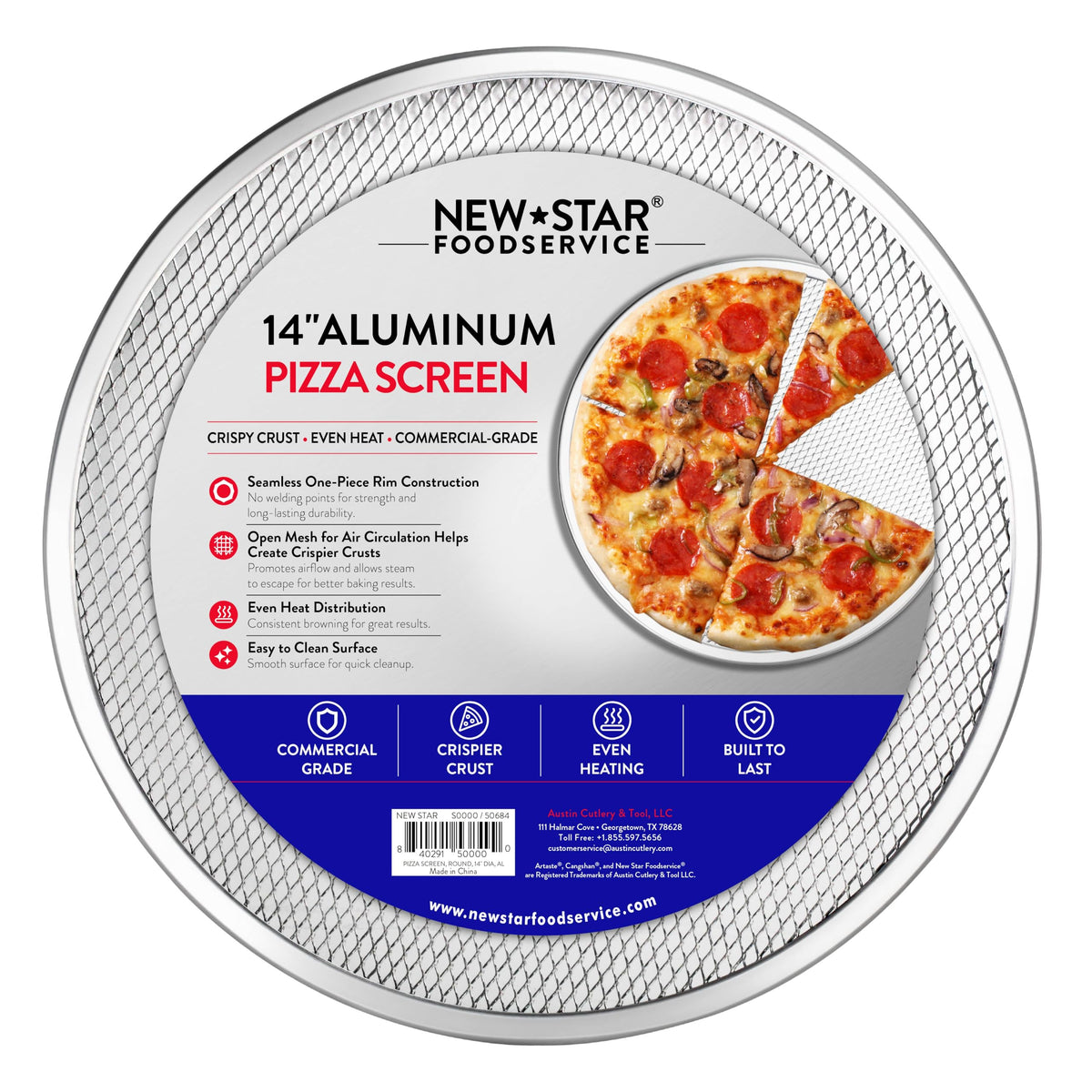 New Star Foodservice Restaurant-Grade Seamless Aluminum Pizza Baking Screen, 10 Inch