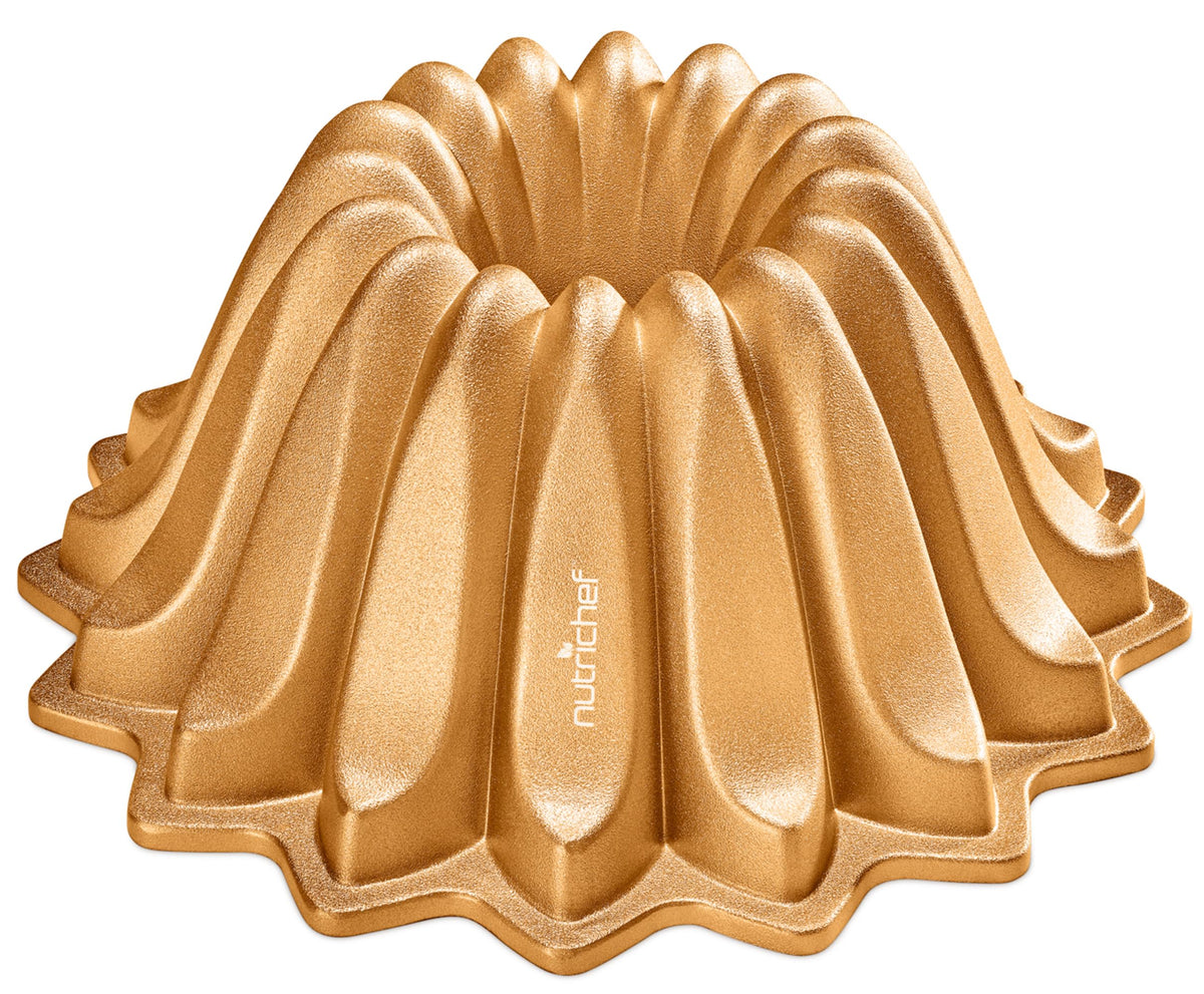 NutriChef Cake Pan - 10 Cups Die Cast Fluted Aluminum Cake Mold, Nonstick for Easy Release and Even Bake, Durable Design, Ideal for Desserts and Casseroles