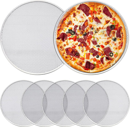Nuogo 5 Pcs 14 Inch Aluminum Mesh Pizza Screens with Holes, Round Nonstick