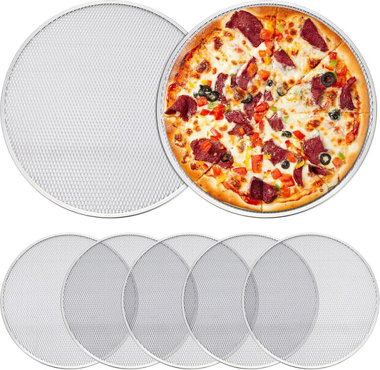 Nuogo 5 Pcs 14 Inch Aluminum Mesh Pizza Screens with Holes, Round Nonstick