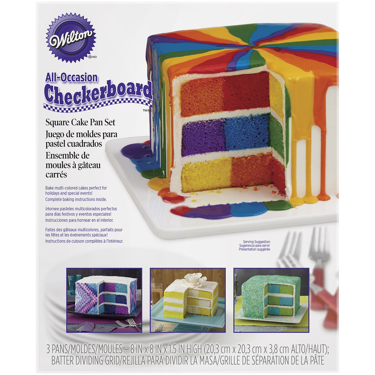 Wilton Round Checkerboard Cake Pan Set, 4-Piece, Steel